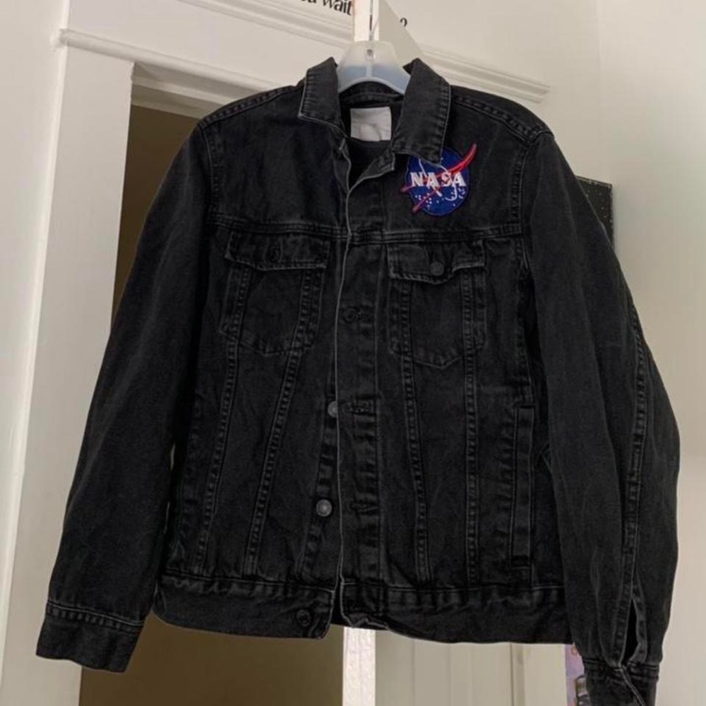 Black wash denim nasa wash jacket